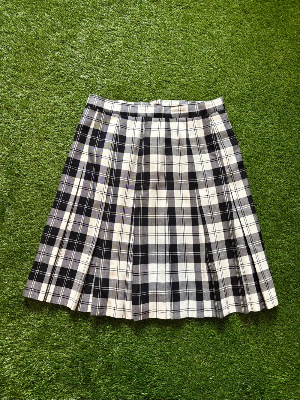 Adrianna Black White Plaid Pleated Midi Skirt - Picture 3 of 3